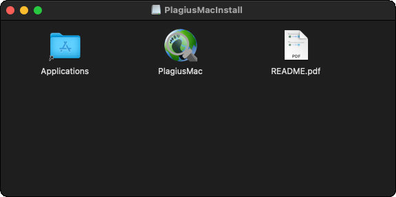 Screenshot of the opened DMG of PlagiusMac